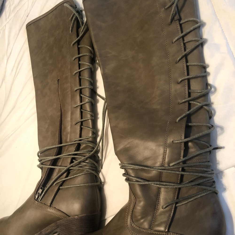 Vegan leather knee high boots